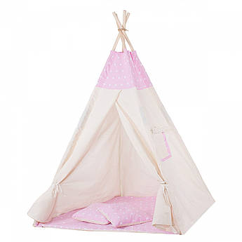 Дитячий намет (вігвам) Springos Tipi XXL TIP12 White/Pink .
