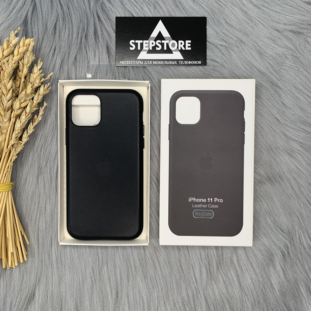 Чехол Leather Case с Magsafe для Iphone 11 pro натуральная кожаный с закрытым низом метал кнопки - фото 5 - id-p1601254389