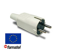 Вилка прямая резиновая 2P+PE 16A 250V IP44 Famatel 1104-B разборная электрическая (с заземлением Schuko)