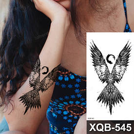 Флеш Тату. 21*10 См. Перевідна. Тимчасова. Птахи, Готичний, Скандинавський Стиль, Xqb-545 (S), Ч/Б