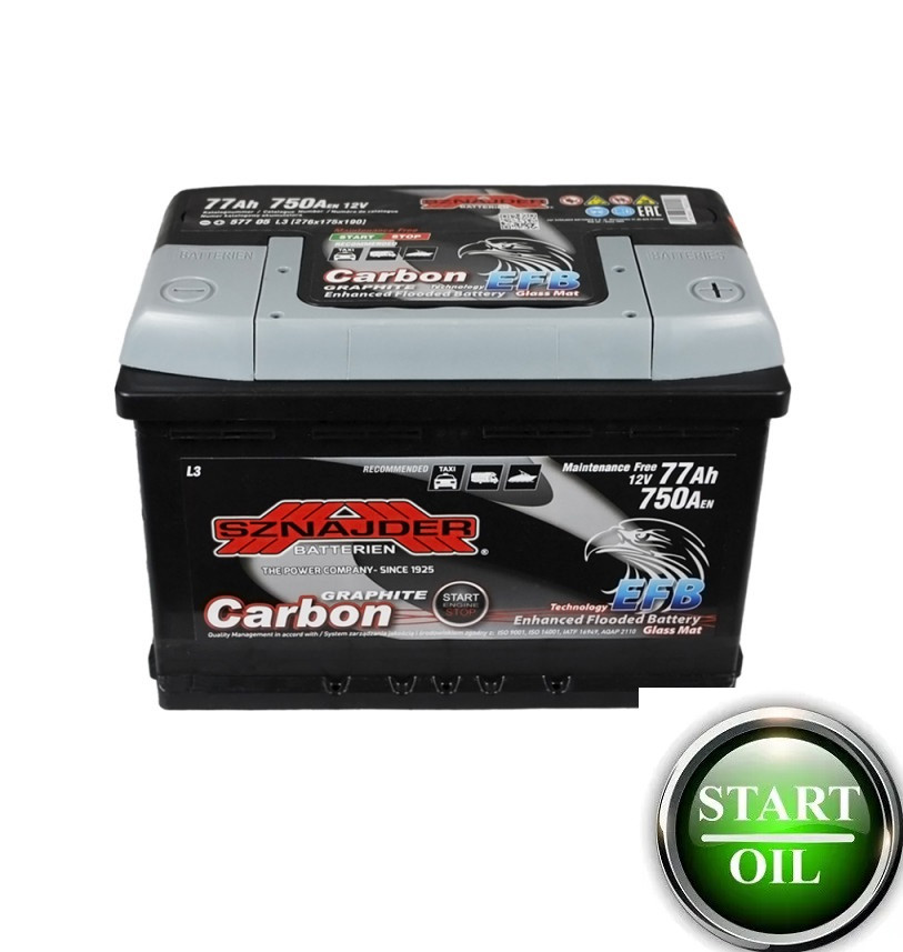Акумулятор SZNAJDER Carbon EFB 77Ah 750А R+ Start/Stop