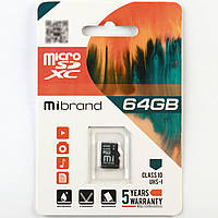 Карта пам'яти MicroSDXC (UHS-1) Mibrand 64Gb class 10