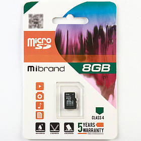 Карта пам'яті MicroSDHC Mibrand 8Gb class 4