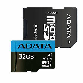 Карта пам'яті MicroSDHC (UHS-1) A-DATA Premier 32Gb Class 10 A1 (R-100Mb/s) (adapter SD)