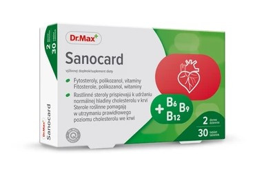 Dr.Max Sanocard для здоров'я серця з фітостеролами, полікозанолом, вітамінами, 30 таблеток. До 05/2025