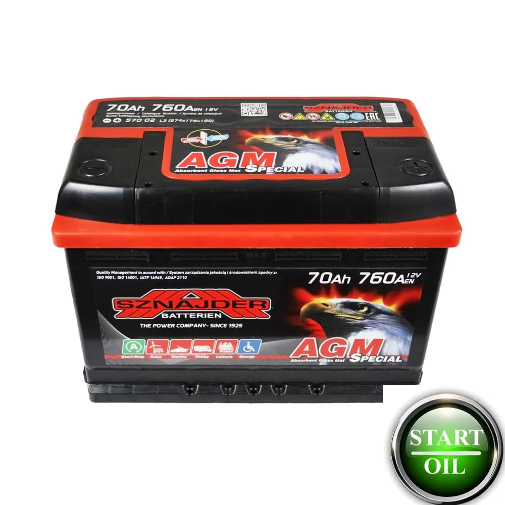 Акумулятор SZNAJDER Expedition AGM 70Ah 760А R+