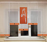 Комплект панельних фіранок Firanka Папуга 5шт карниз 200см помаранчевий з молочним (28_6п), фото 2