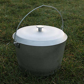Казан з алюмінію на 8 літрів з кришкою і дужкою для підвішування для відкритого вогню і плити