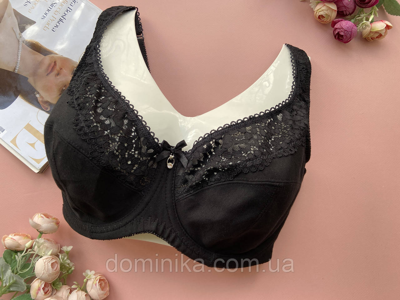 90F Бюстгальтер великого розміру на чашку F без поролону чорний