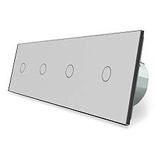 Сенсорный выключатель Livolo 4 канала (1-1-1-1) серый стекло (VL-C704-15)