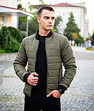 Весняна чоловіча куртка колір хакі, Куртка чоловіча повсякденна з плащової тканини, фото 3