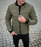 Весняна чоловіча куртка колір хакі, Куртка чоловіча повсякденна з плащової тканини, фото 9
