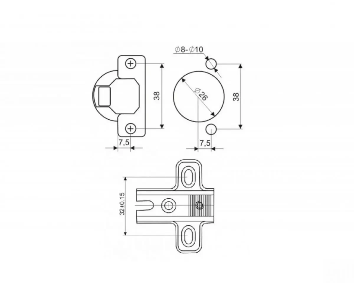 Купить Петля DC Полунакладная мини d=26 H=0 мебельная металлическая ...