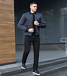 Модний чоловічий темно-синій бомбер, Куртка чоловіча коротка повсякденна непромокальна без капюшона, фото 4