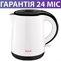 Електрочайник TEFAL KO261130, пластиковий, чорно-білий, електричний чайник Тефаль