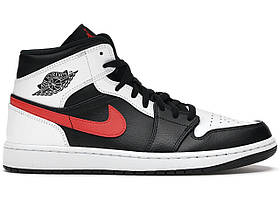 Кроссовки Nike Air Jordan 1 Mid Black Chile Red White - 554724-075