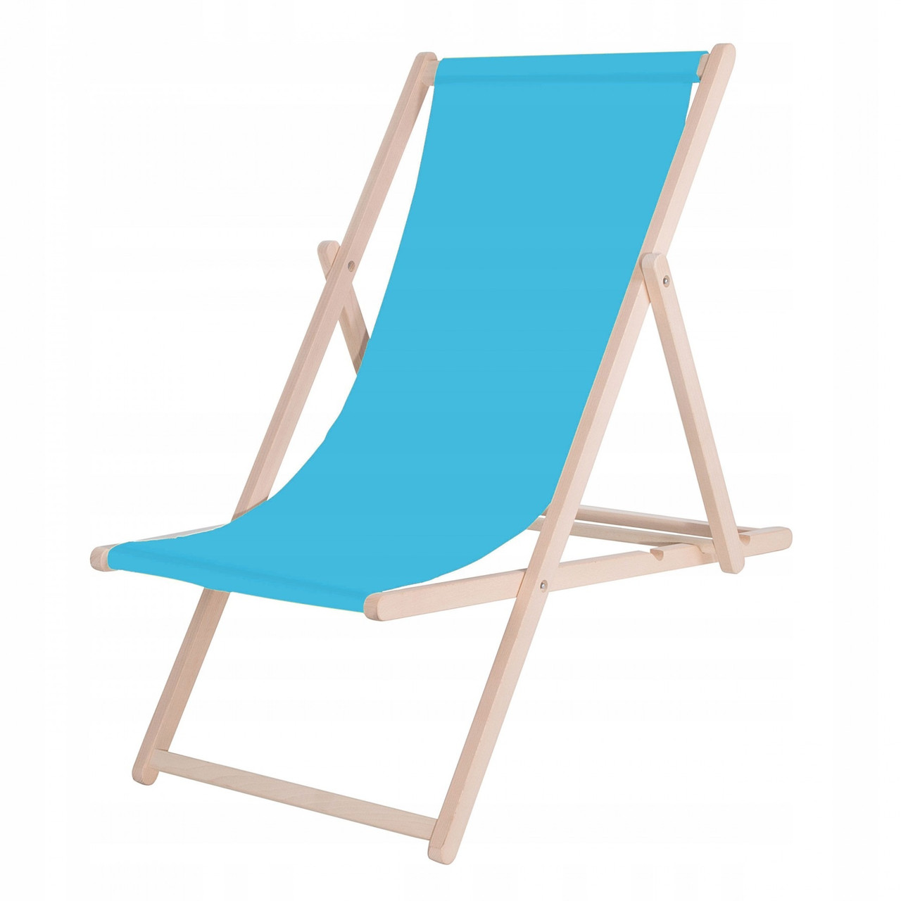 Шезлонг дерев'яний для пляжу та саду Springos Крісло розкладне для природи, відпочинку Лежак тканинний Блакитний