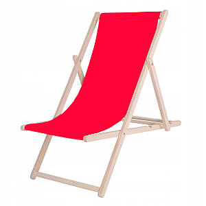 Шезлонг дерев'яний для пляжу та саду Springos Крісло розкладне для природи, відпочинку Лежак тканинний Червоний