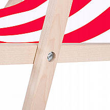 Шезлонг дерев'яний для пляжу та саду Springos Крісло розкладне для природи відпочинку Лежак тканинний Білий/Червоний, фото 3