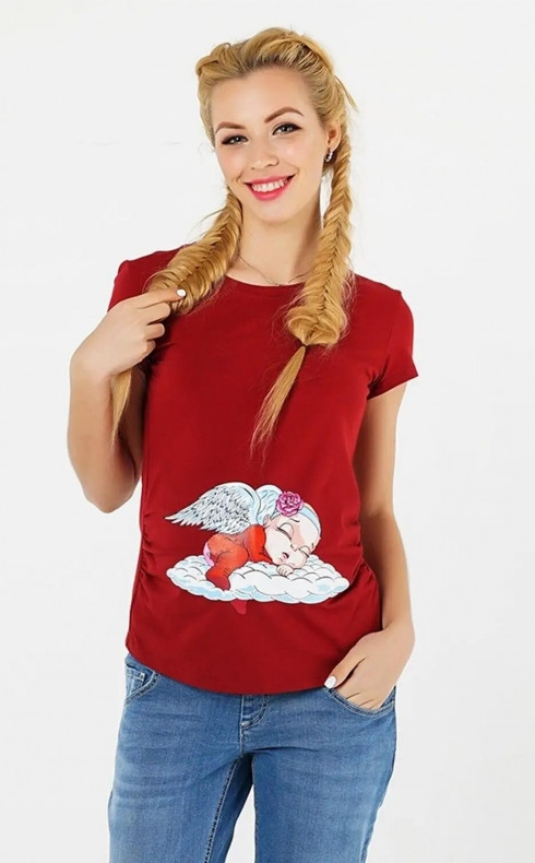 Футболка для вагітних розмір 42 S To Be Бордовий, фото 1