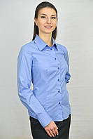 Голубая женская блуза комбинированная синей клеткой