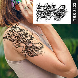 Флеш Тату. 19*12 См. Перевідна. Тимчасова. Чікано, Написи, Хрести, Tbs-8423 (S)