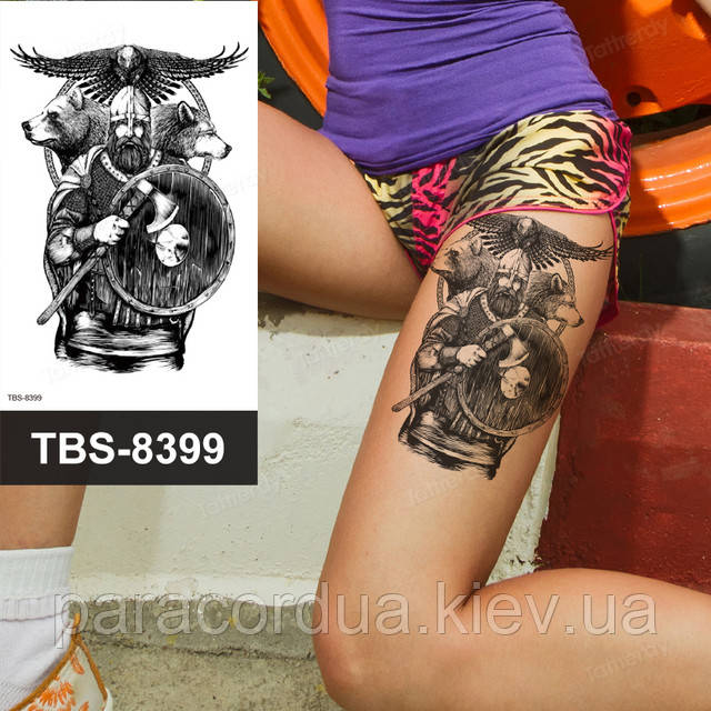 Флеш Тату. 19*12 См. Перевідна. Тимчасова. Скандинавський Стиль, Ведмеді, Орли, Воїни, Вікінги, Tbs-8399 (S)