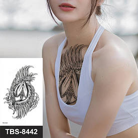 Флеш Тату. 19*12 См. Перевідна. Тимчасова. Крила, Релігійна Тема, Божество, Молитва, Tbs-8442 (S)