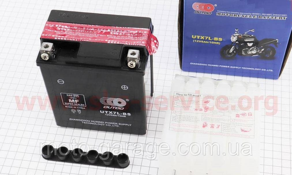 Акумулятор OUTDO 7(6)Аh МОТО UTX7L-BS кислотний (L113*W70*H130 mm)