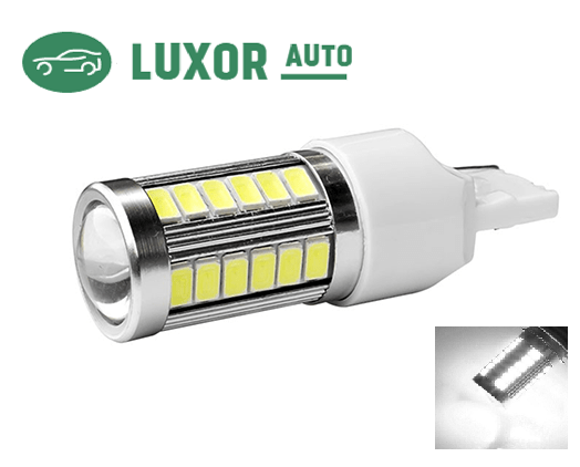 Авто LED-лампи в задній хід, стоп, ДХО T20, W21W, 7440 33SMD, 12 В, 21 ВТ, білий