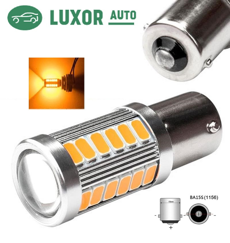 Світлодіодні авто LED-лампи в поворот 1156 (P21W, BA15S) 144SMD, 12 В, 21 ВТ, жовтогарячий