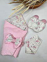 Набор в коляску и конверт на выписку (4 предмета): подушка, плед, бант, простынь в детскую коляску