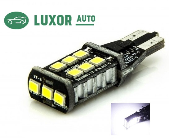 Світлодіодна LED-лампа W16W T15 10-16 V 16 Вт 15SMD canbus (аналог лампи W16W) білий