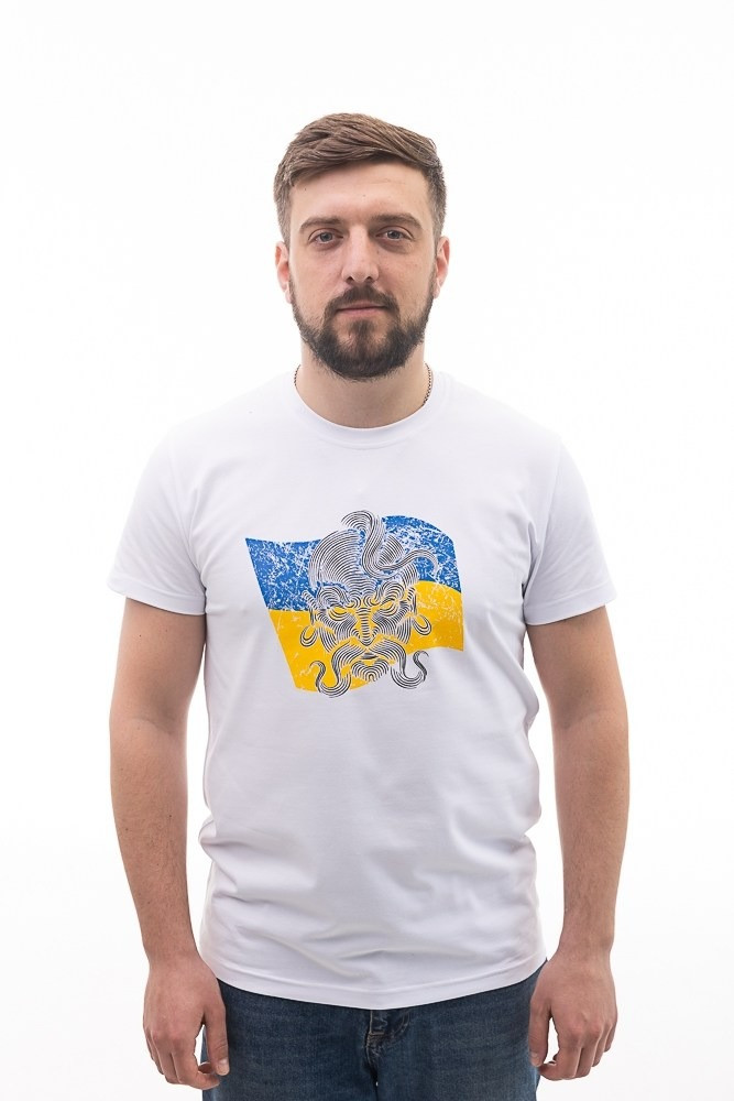 Чоловіча патріотична футболка «КАКАЗ НА ФЛАГІ УКРАЇНИ»