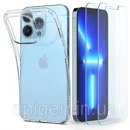Чохол + Захисне скло від Spigen для iPhone 13 Pro — Crystal Pack (Захисне скло 2 шт.), фото 1