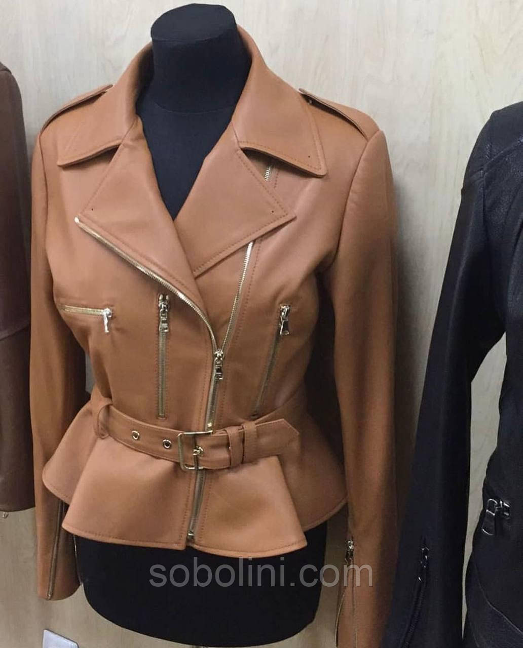 Шкіряна куртка з баскою в наявності, фото 1