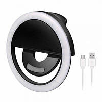 Светодиодное селфи-кольцо с USB-зарядкой Selfie Ring Light (на аккумуляторе) Черный! BEST