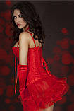 Жіночий класичний корсет жаккард червоний, фото 6