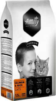 Сухий корм для котів з лососем і рисом Amity SalmonaeRice 1,5 кг