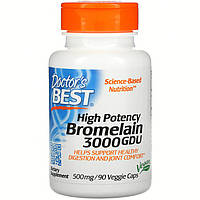 Бромелайн Doctor's Best "High Potency Bromelain" 3000 GDU, 500 мг, высокоэффективный (90 капсул)