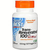 Транс-ресвератрол Doctor's Best "Trans-Resveratrol with Resvinol" 100 мг, с резвинолом (60 капсул)