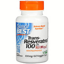 Транс-ресвератрол Doctor's Best "Trans-Resveratrol with Resvinol" 100 мг, з резолом (60 капсул)