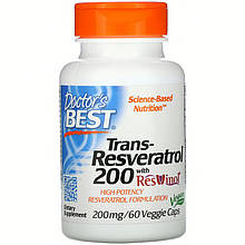 Транс-ресвератрол Doctor's Best "Trans-Resveratrol with Resvinol" 200 мг, з резолом (60 капсул)