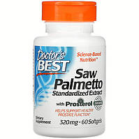 Экстракт пальмы Сереноа, Doctor's Best "Saw Palmetto Standardized Extract" 320 мг (60 гелевых капсул)