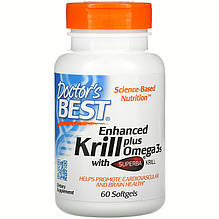 Криль Doctor's Best "Enhanced Krill Plus Omega3s with Superba Krill" оmega-3, покращений (60 гелевих капсул)