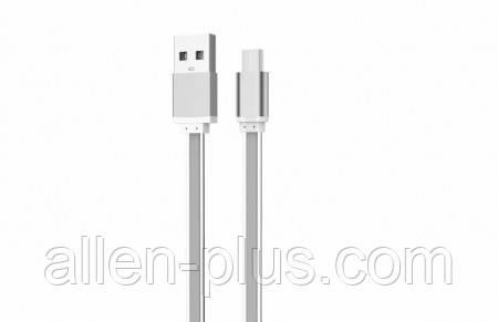 Кабель плоский для передавання даних смартфона (smart phone data cable) HV-CB630 USB TO MicroUSB, black