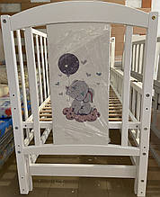 Дитяче ліжечко ТМ Кузя "Слоник" з маятником і відкидним бортом. Колір: білий