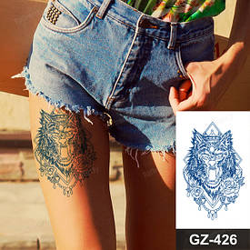 Juice (Пігментаційні). Флеш Тату.11*8 См. Тимчасова, Перевідна. Вовки, Квіти, Троянда, Gz-426 (S)