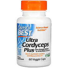 Кордицепс Doctor's Best "Ultra Cordyceps Plus" з екстрактом гінкго білоба та артишоку (60 капсул)