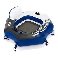 Надувний пліт Матрац для плавання зі спинкою та ручками INTEX 58854 Пляжний шезлонг-круг 130-126 см/синій